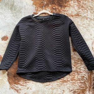 Black Scoop Neck Sweater with Quilted Feature